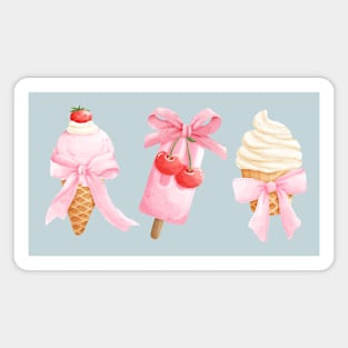 Coquette Sweet Treats Cherry & Pink Bows Ice Cream Magnet